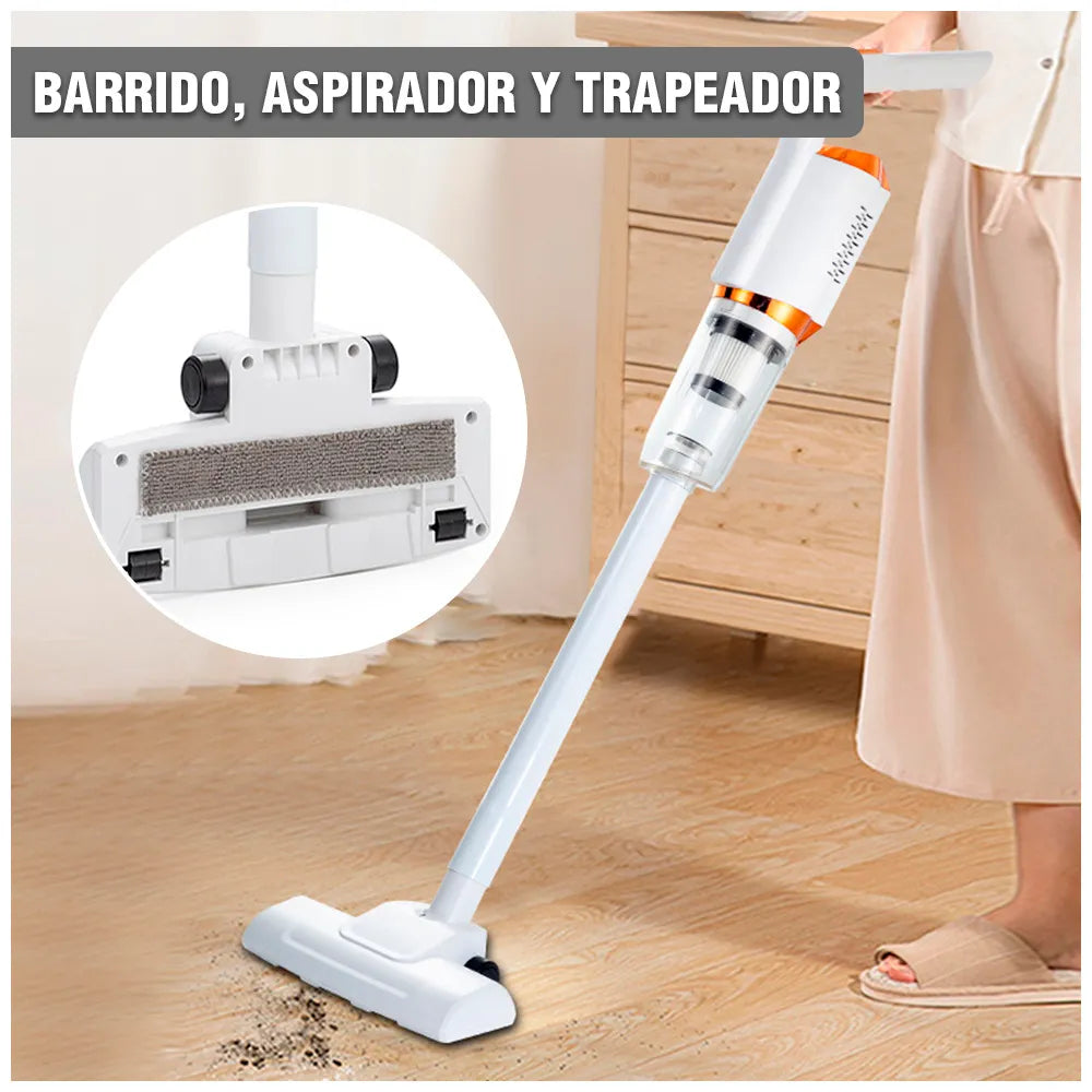 La aspiradora de mano vertical inalámbrica 3 en 1 es la solución perfecta para mantener tu hogar limpio y ordenado. Su diseño versátil te permite usarla como aspiradora vertical, de mano o escoba, adaptándose a todas tus necesidades de limpieza.