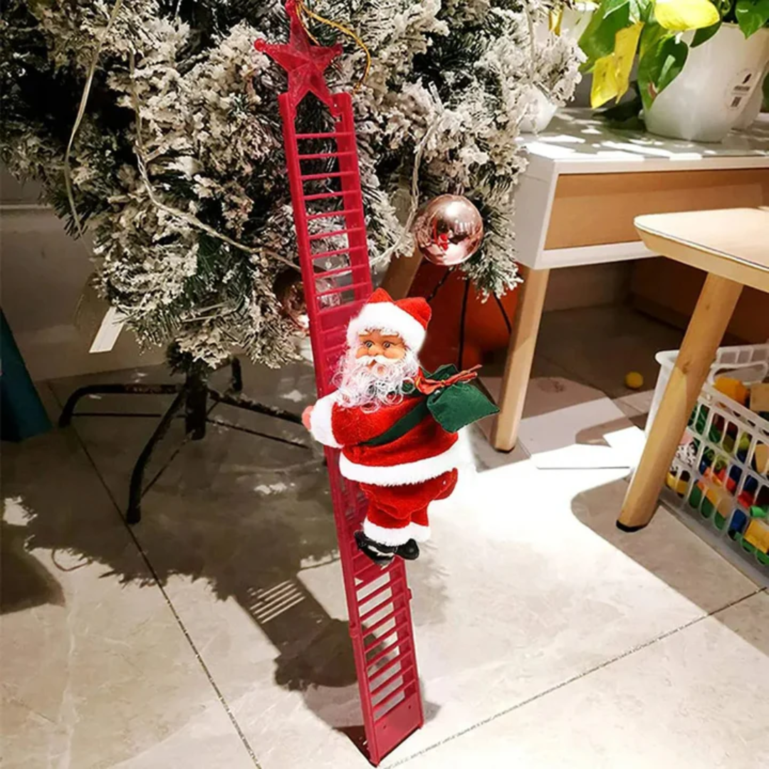 PAPA NOEL CON ESCALERA EN MOVIMIENTO